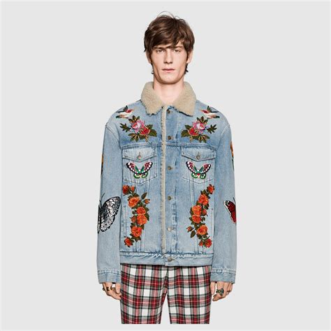 gucci patch jean jacket|Gucci jean jackets men's.